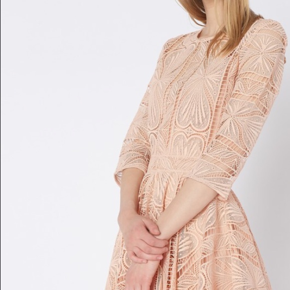 Maje Blush Pink Lace Fit-and-Flare Dress